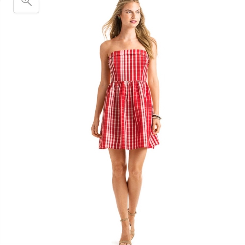Vineyard Vines red white gingham candy cane dress